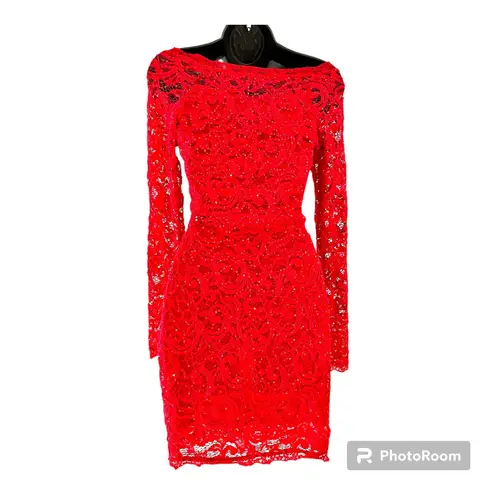 Sequin Hearts Sequin ❤️ Hearts Red Lace Dress