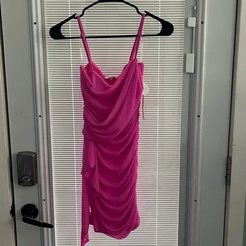 Blashe Los Angeles Pink Ruched Tie Front Spaghetti Strap Formal dress NWT