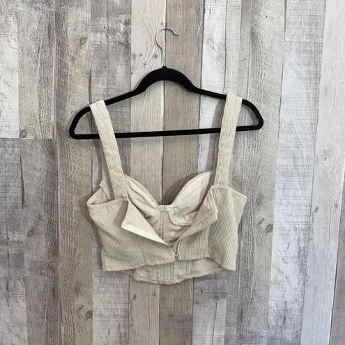 *Vintage Cream Ribbed Corset Top Women's Sz 6 Y2K Sleeveless Feminine Boho