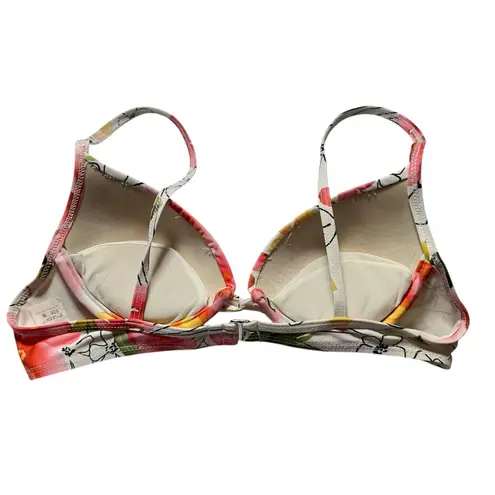 Vintage 90s White Tropical Floral Flower Hawaiian White Bikini Top 6 small