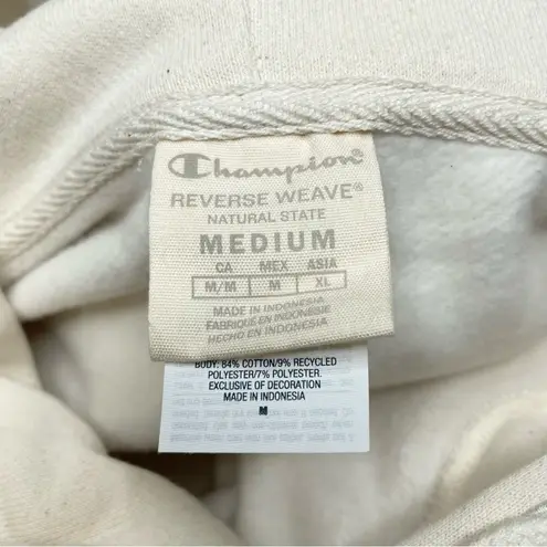 Champion Reverse Weave Natural State Cropped Hoodie Off White Cream Medium NWT