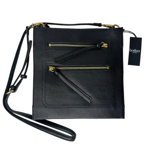 Botkier NEW Chelsea Pancake Black LEATHER CROSSBODY HANDBAG Slingback Zip Purse