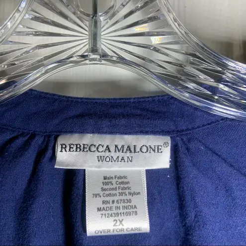 Rebecca Malone Navy Lace Front 3/4 Sleeve Blouse size 2X