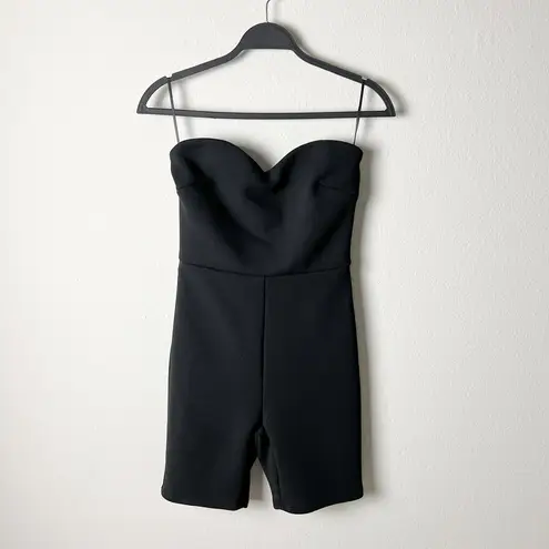 atoir raining diamonds black sweetheart strapless biker romper jumpsuit bodysuit