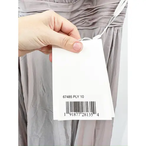 Mac Duggal 67485 Pearl Gray Chiffon Satin Off Shoulder Gown 10