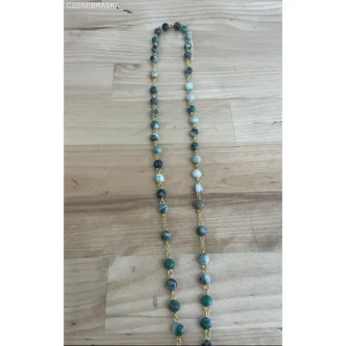 Handcrafted 20" Rosary 6mm Bead of Ching Hai Jade Gold Crucifix, Center, Chain