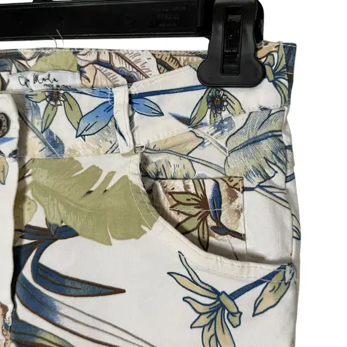 Gigi Moda Tropical Print Floral Palm Leaf White Pants Made in Italy Size S