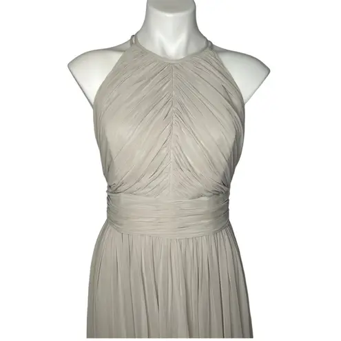 Dessy Collection Dress Halter Maxi Gown Prom Shirred Chiffon Open Back 6 8