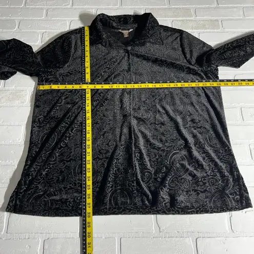 White Stag Black Velvet Burnout Blouse Top XXL Witchy Gothic Whimsigoth Vintage Y2K Shirt