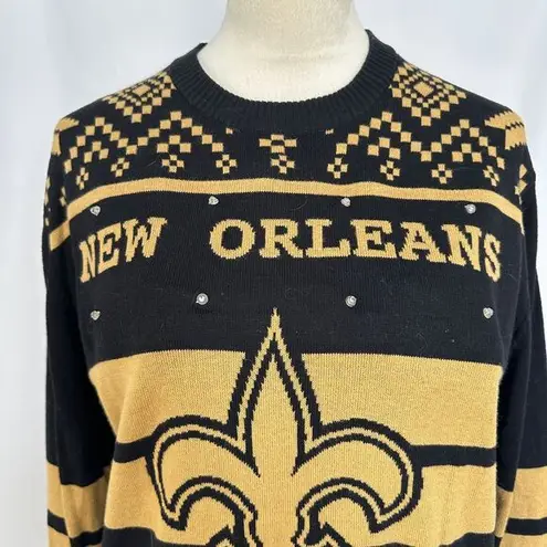 NFL New Orleans Saints Light Up Ugly Christmas Sweater Holiday Womens Medium Black