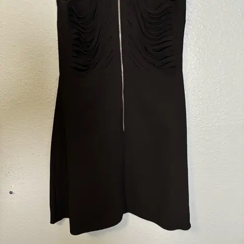 Sandro Paris Women's Black Mini Dress Slit Open Back Fit and Flare Size 4 Party