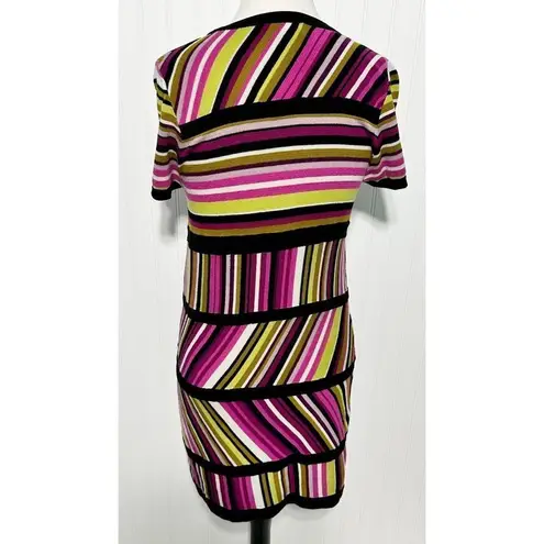 Missoni for Target Stripes Crew Neck Knitted Mini Dress Pink Black Size Medium