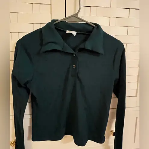 Livi Cute Dark Green Long Sleeve Button Shirt Collared Cute