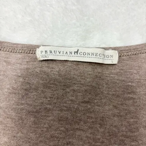 Peruvian Connection Taupe Long Sleeve Tees Size L