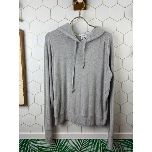 Evereve Gray Zoey Rib Inset Lightweight Hoodie - Size - Medium