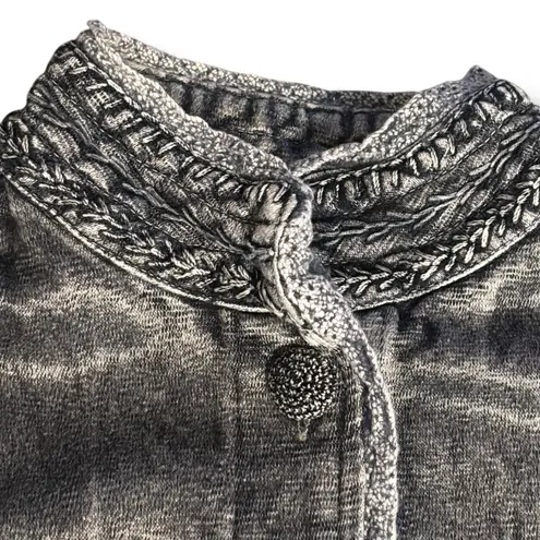 Vintage 90s Flashback Embroidered Metallic Gray Beaded Vest Floral Detail Boho