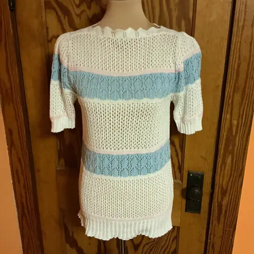 Vtg 70s pastel striped girly sweater White