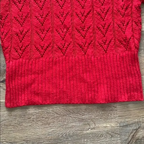 Open Knit Dolman Sleeve Cowl Turtleneck Sweater M Red Size M