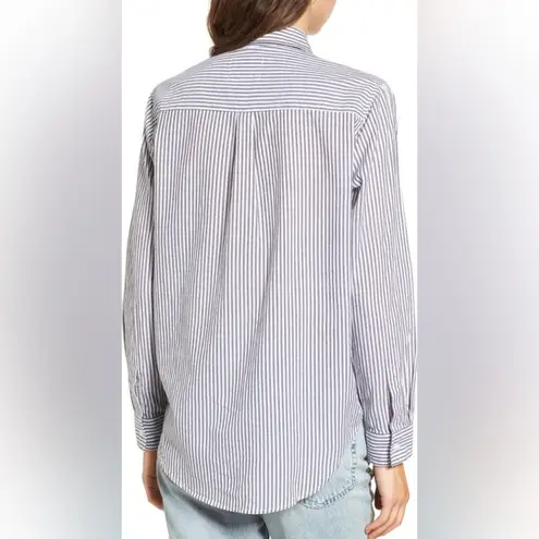 Rails Taylor Florence Striped Cotton Blend Shirt Studded Pearl Embellishment XS