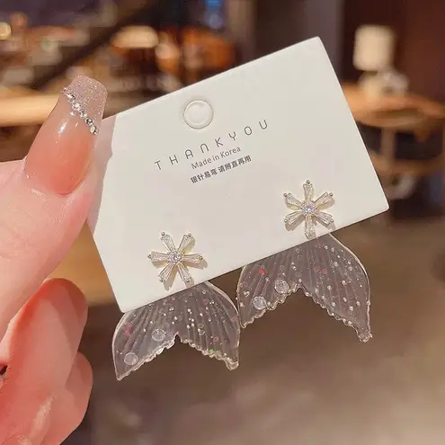 Fantasy Fishtail Stud Earrings for Women White