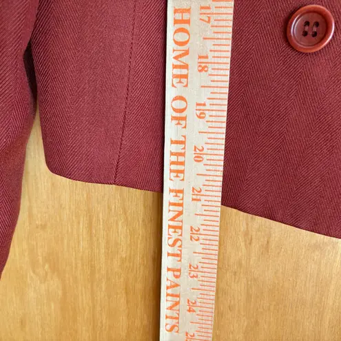 Malcolm & Co Silk Wool Blend Cropped Blazer Jacket Size 8 Double Breasted Red