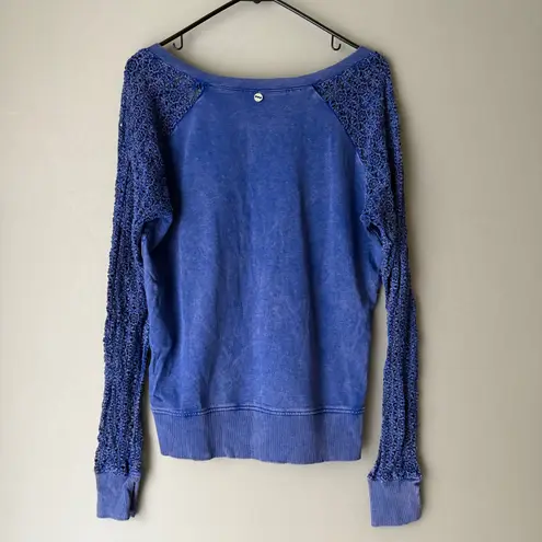 Lorna Jane sz S blue boho knit sleeve sweatshirt