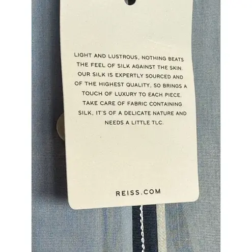 Reiss Women's Avera Size 8 Blue Cotton Silk Blend Shirt Striped Long Sleeve NWT