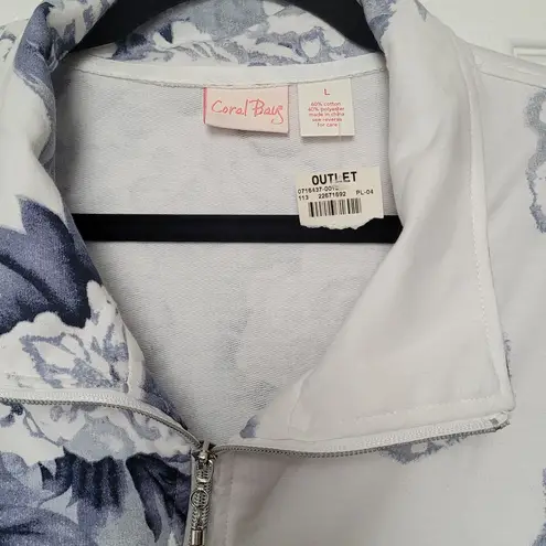 Coral Bay Floral Zip Up 3/4 Sleeve Size Large