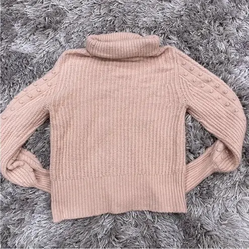 Rachel Parcell Pink Smoke Cable and Bobble Turtleneck Medium M