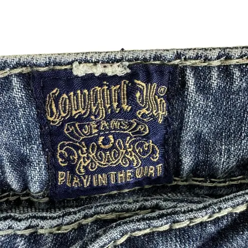 Cowgirl Up Medium Wash Boot Cut Low Rise Denim Jeans Made In USA Size 2 Blue