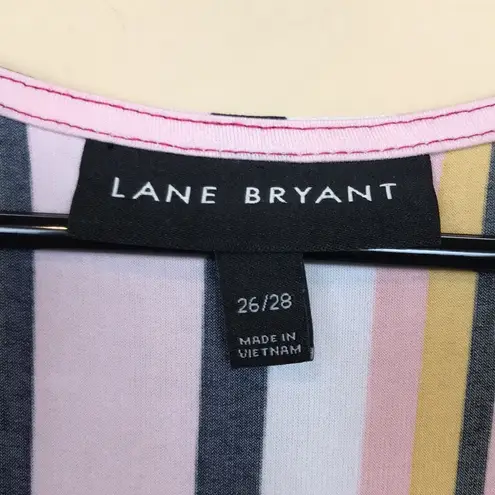 Lane Bryant  Women’s Faux Wrap Striped Multi-Color Flutter Asymmetrical Hem Dress