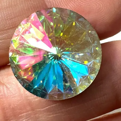 Weiss Aurora Borealis crystal vintage clip on earrings