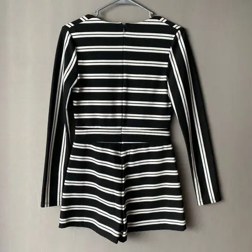 Silence + Noise sz S black white strip long sleeve romper