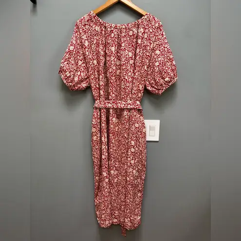 Faherty Carmel Dress Spice Red Sunrise Floral L