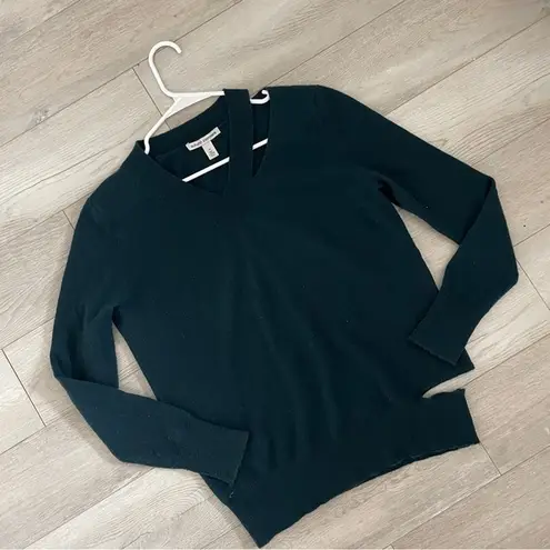 autumn cashmere Sweater cutout vneck womens Teal (xsmall) quiet luxury winter