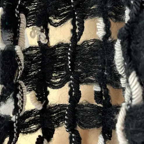 Italian stitch open knit fringe scarf