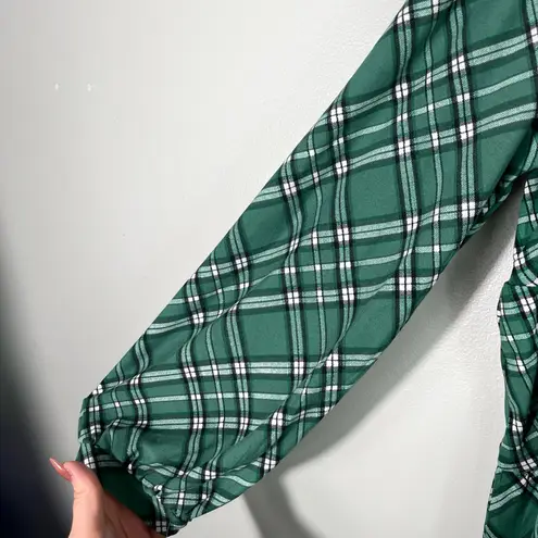 Absolutely Famous Green Plaid Tiered Fit & Flare Button Down Blouse NWT Preppy