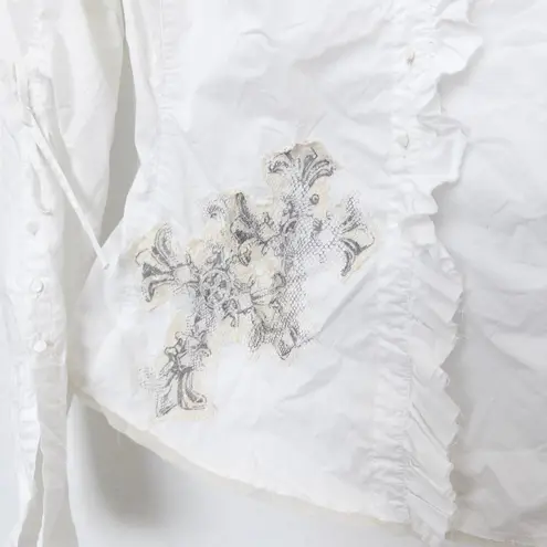 Liberty Love Johnny Was For Love and Liberty Womens Top Size S Ruffle Gothic Embroidered Vamp