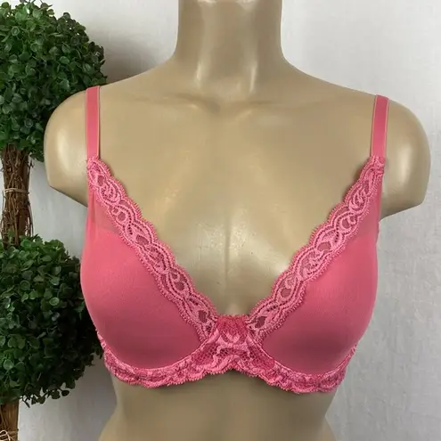 Natori  Pink Feathers Underwire Plunge Lightly Lined Bra 30DDD