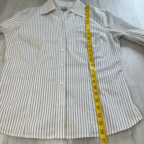 Worthington  Long Sleeve Collared Button Up Striped V Neck Shirt  Size 14