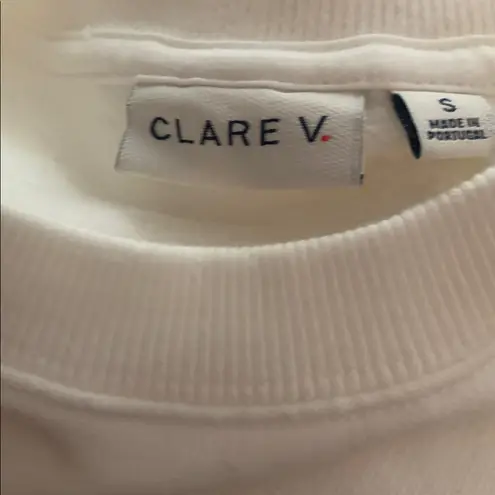 NEW CLARE V. iconique long sleeve sweatshirt in white with peony letters small