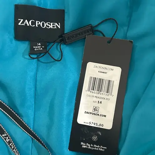 Zac Posen Turquoise One-Shoulder Tulle Midi-Dress MSRP $795.00 Sz 14 NWT