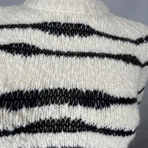 autumn cashmere New Striped Crew Neck Sweater Size S Cream Navy Blue Long Sleeve