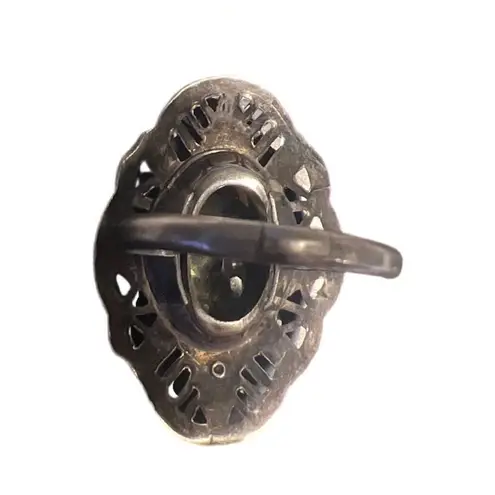 Antique Citrine Marcasite Hallmarked Sterling Silver Large Art Deco Estate Ring Yellow