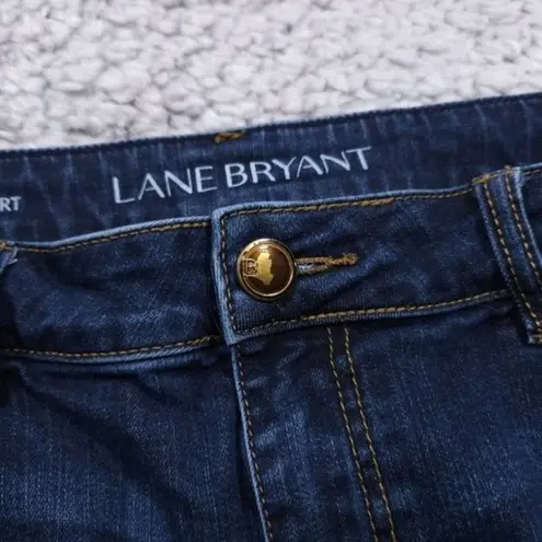 Lane Bryant  Girlfriend Jean Shorts Blue Women's Size 14 Frayed Raw Hem Stretch