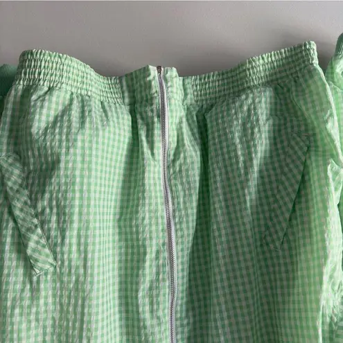 Lavon Vintage 80s Gingham Full Zip Jacket Shoulder Pads windbreaker pockets L