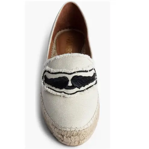Zadig & Voltaire Canvas Espadrille Slip on Flat, Cream/Black, Size 11, NWOT