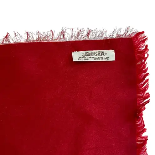 Jaeger Vintage  Rust Red Fringed Silk Square Scarf - Made in Italy