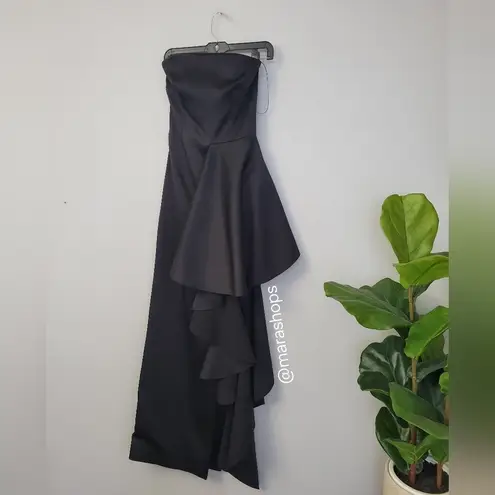 Solace London Aryana Strapless Ruffled Satin Gown