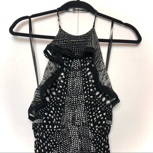 Roberto Cavalli Black & White Halter Maxi Dress with Slit